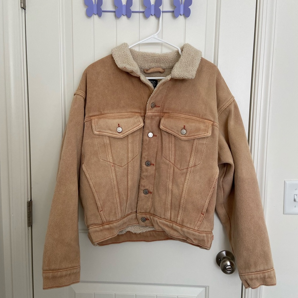 BDG Tan Sherpa-Lined Jacket
